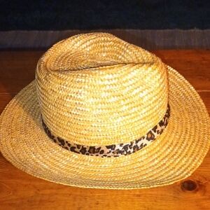 Classic Tan Fedora with Leopard Accent
